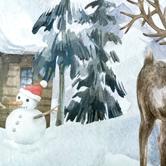 Christmas Stickers Wooden House Snowman Reindeer PVC Glass Stickers
