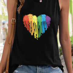 Heart Pattern Stretchy Sports Vest Sleeveless Top