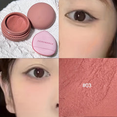 Matte Pink Cheek Tint Blusher Powder with Puff