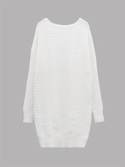 Solid Jacquard Long Sleeve Open Front Cardigan