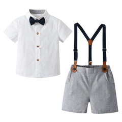Boys Teen Casual Short Sleeve Gentleman Set Clothes For Summer