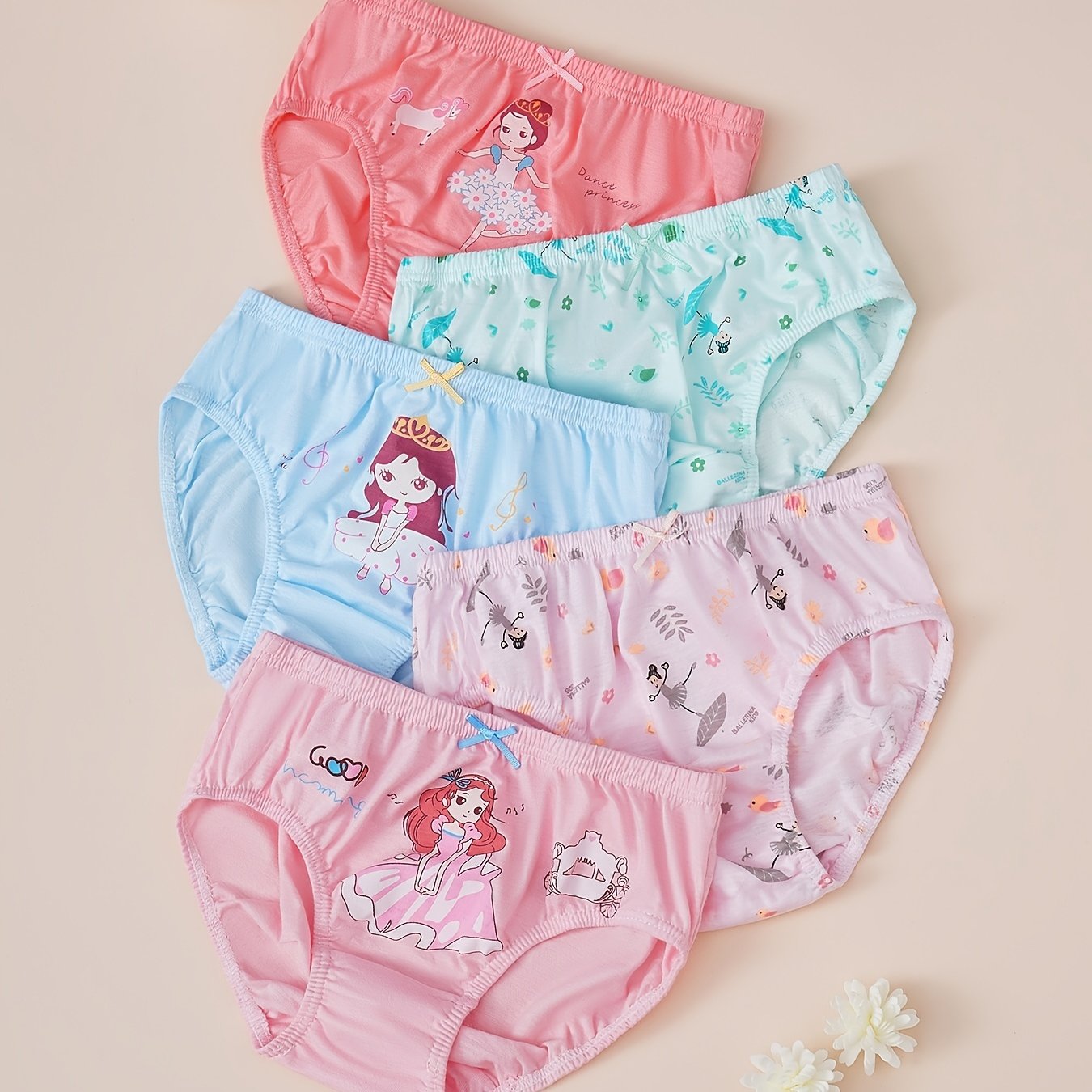 5pcs Girls Princess Cotton Brief Underwears