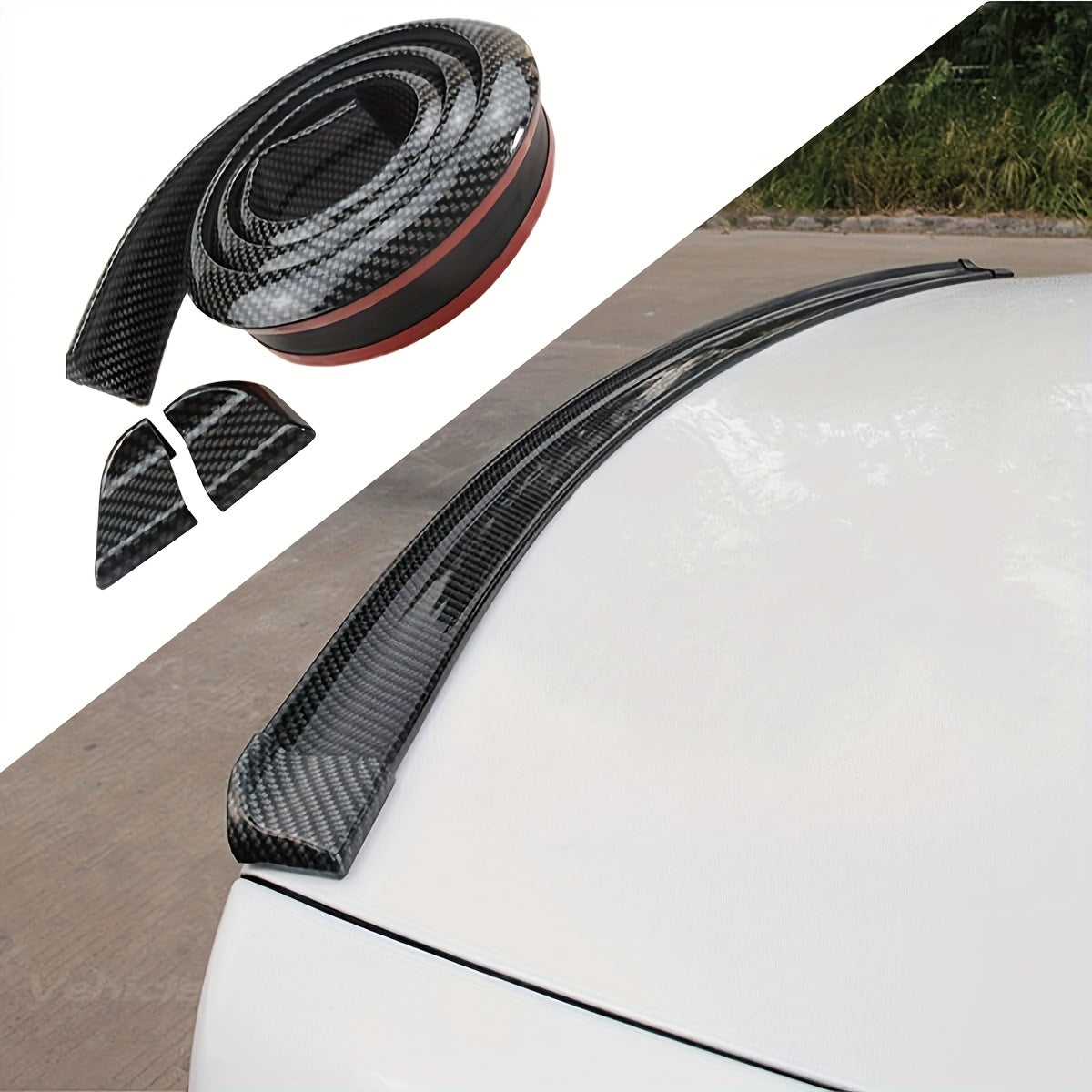 9ft Carbon Fiber Trunk Spoiler Lip Kit Rear Spoiler Universal Fit For Most Cars