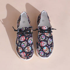 Colorful Skull Ghost Print Flat Shoes Scary Style Soft Bottom Sport Shoes