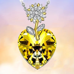 Girl's Sunflower Heart Necklace Pendant Romantic Christmas Gift
