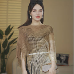 Boho Fringed Shawl Hollow Out Mature Wrap Sunscreen