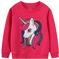 Girls Sweatshirt Unicorn Princess Graphic Long Sleeve Top
