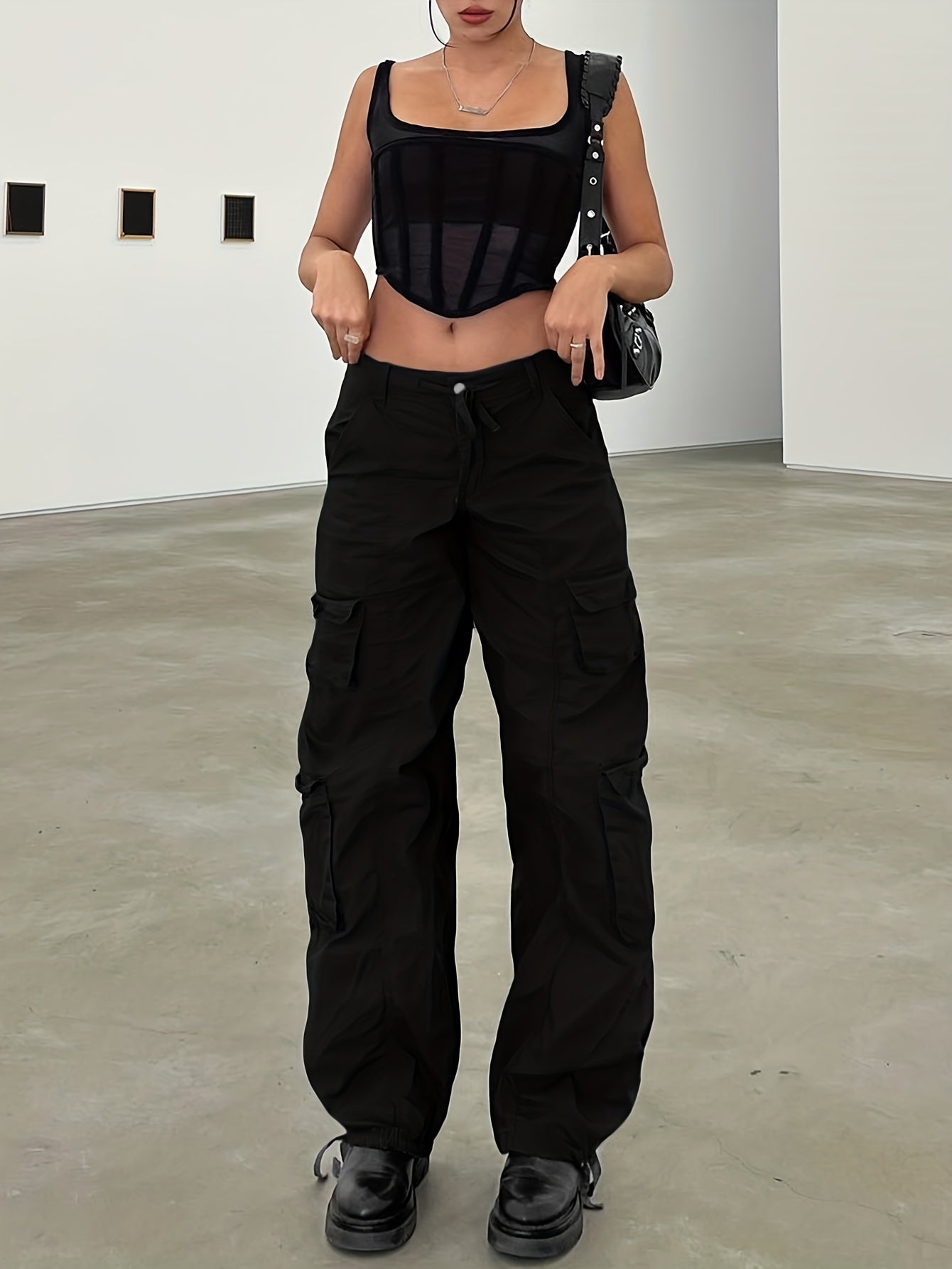 High Waist Vintage Cargo Pants For Hiking Streetwear