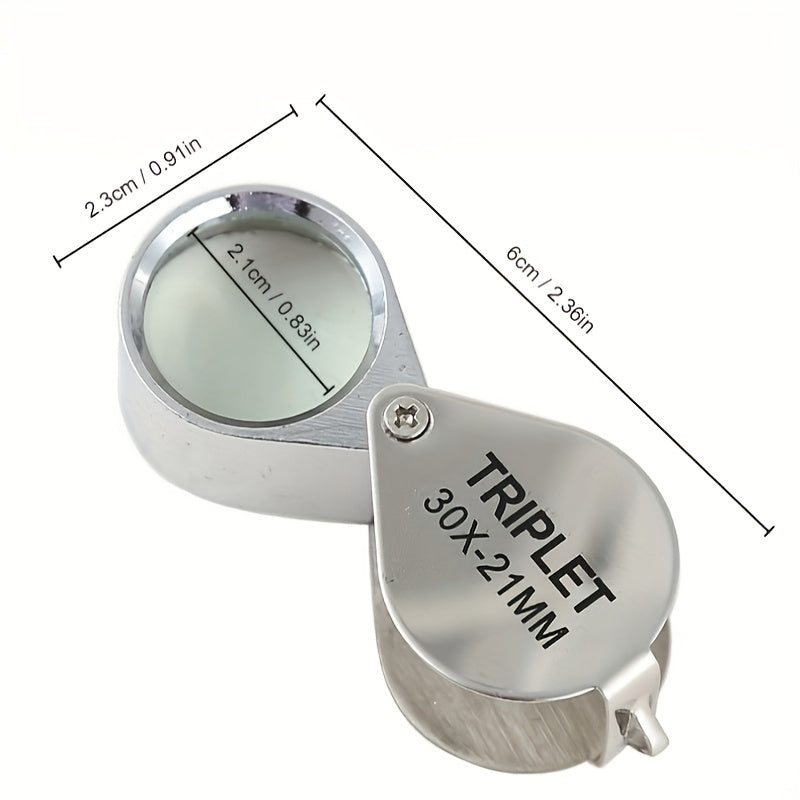 Pocket Folding Magnifying Glass HD 30x High Power Mini Portable Magnifier