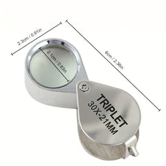 Pocket Folding Magnifying Glass HD 30x High Power Mini Portable Magnifier
