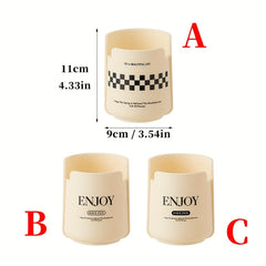 Cream Pen Holder Desktop Storage Bin Stationery Organizer