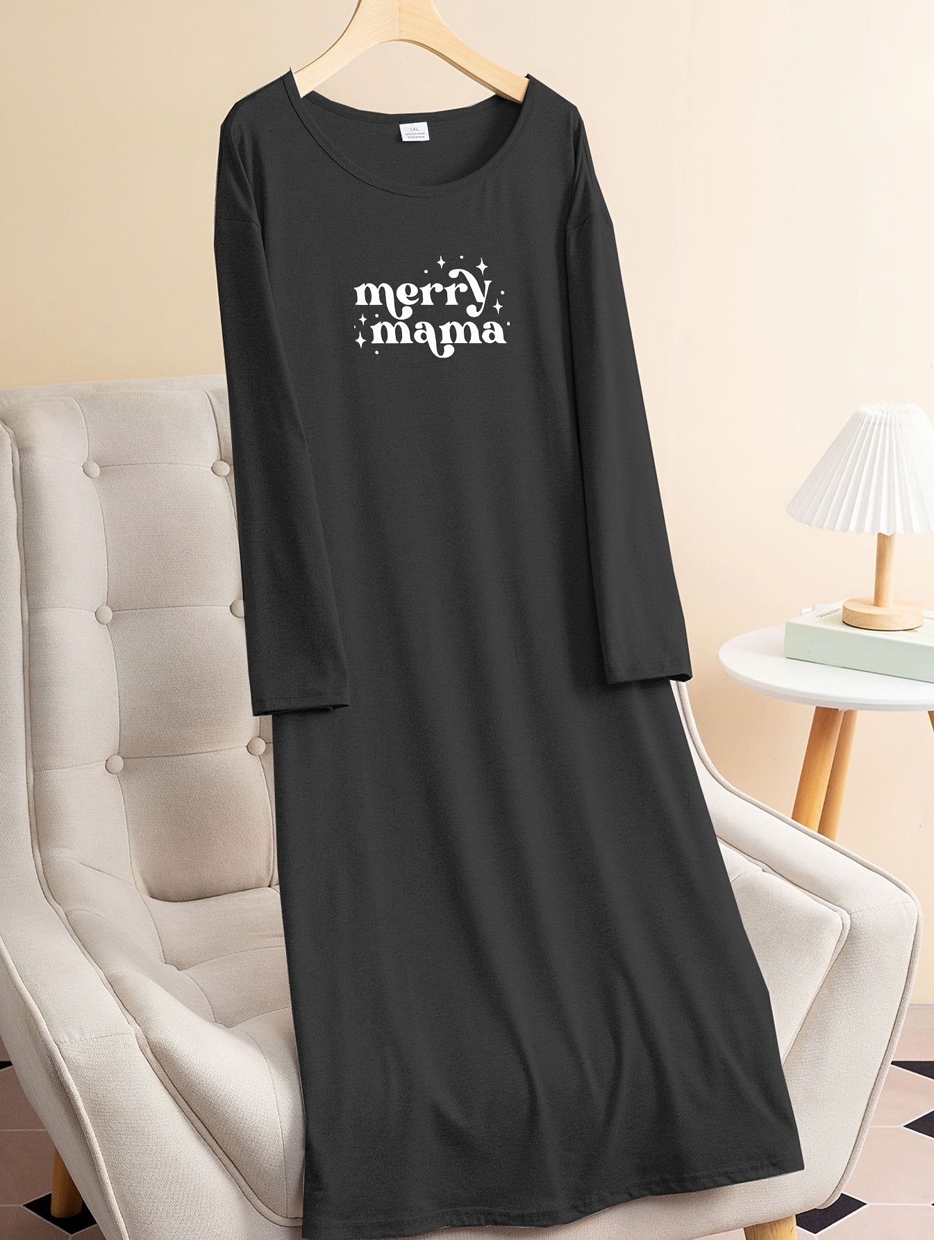 Christmas Lounge Dress Women's Plus Letter Print