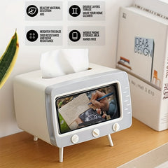 TV Shaped Tissue Storage Box Mobile Phone Holder