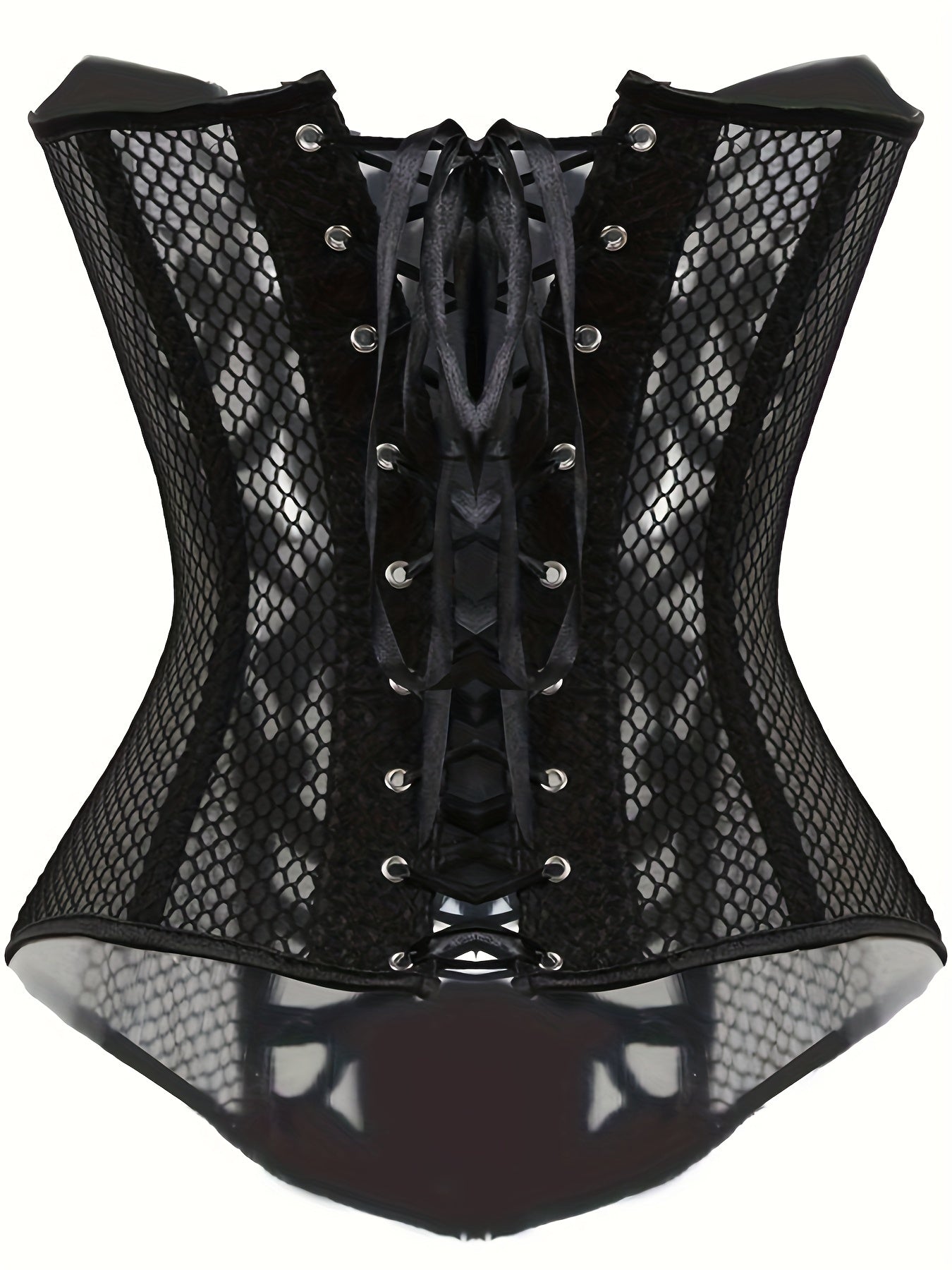 Mesh Strapless Corset Bustier Tummy Control Lace Up Body Shaper
