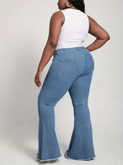 Mid-Stretch Flare Leg Jeans Button Fly