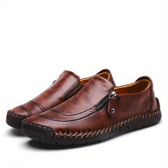 Men's Side Zipper Loafer Shoes Non-slip Slip On Spring Summer