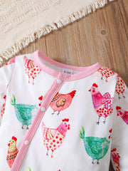 Infant Baby Girl Cartoon Print Romper Long Sleeve Bodysuit