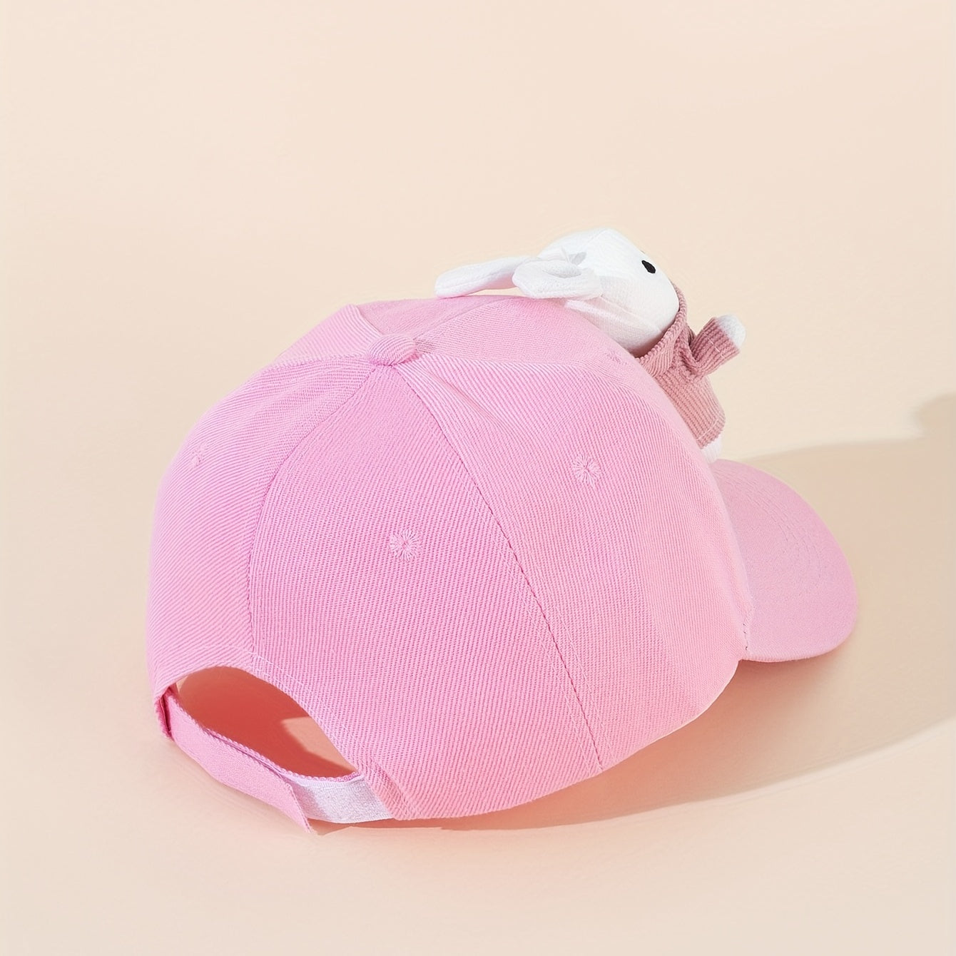 Rabbit Doll Decor Baseball Cap Pink Cartoon Dad Hats Adjustable Bunny Sun Hats