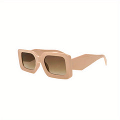 Square Frame Sunglasses Gradient Lens Wide Temple Glasses UV400