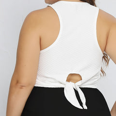 Textured Racer Back Crop Tank Top