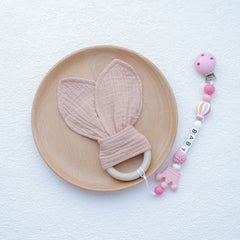 2pcs Baby Chewable Maple Wooden Teething Toy With Pacifier Accessories