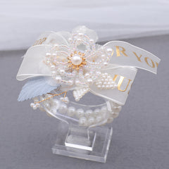 Faux Pearl Bracelet Wedding Prom Party Wrist Flowers