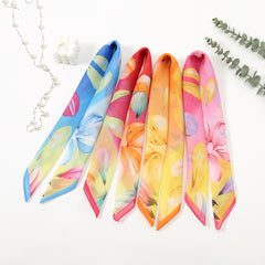 Floral Chiffon Printed Scarf Silk Tassel Bandana Head Wrap