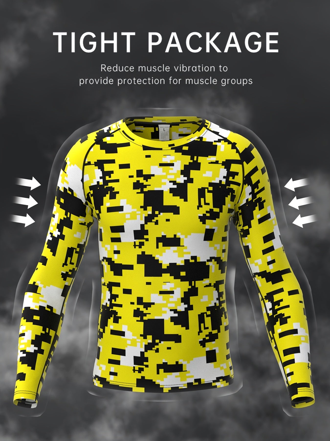 Men's Quick Dry Breathable Fitness Tops Long Sleeve Highly Stretch Crew Neck