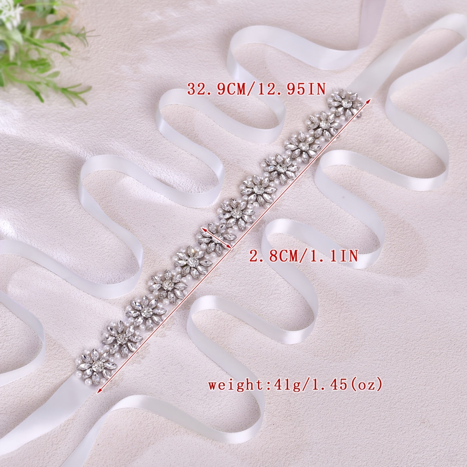 Bridal Sash with Pearls & Rhinestones Waist Belt for Weddings
