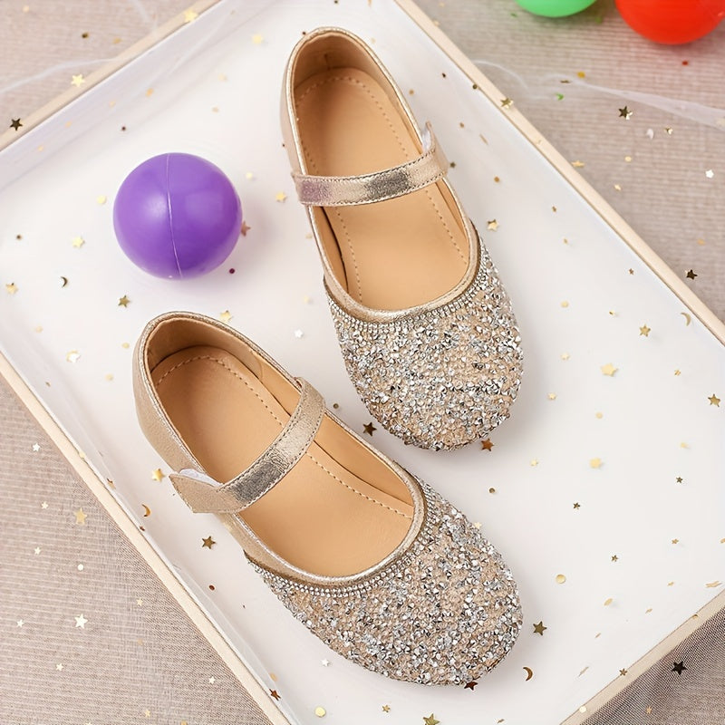 Sequin Dress Shoes For Girls Lightweight Non Slip Soft Flat Sole Shoes