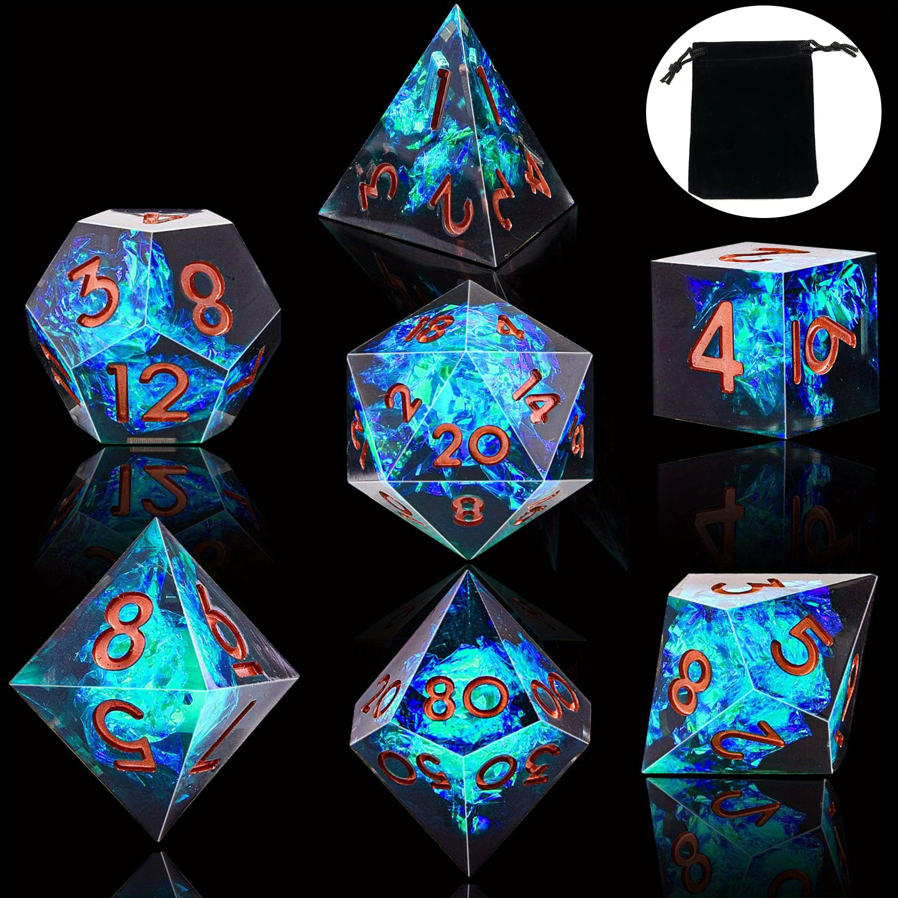 7pcs Resin Dice Set for Tabletop Games Roleplaying