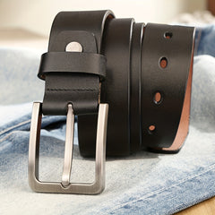 Two Story Cowhide Belt for Men Retro Male Buckle Belt