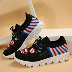 Women's Smiling Face Pattern Walking Shoes Independence Patriotic Mesh