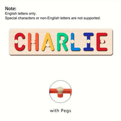 Custom Wooden Name Puzzle with Handle - Personalized English Alphabet