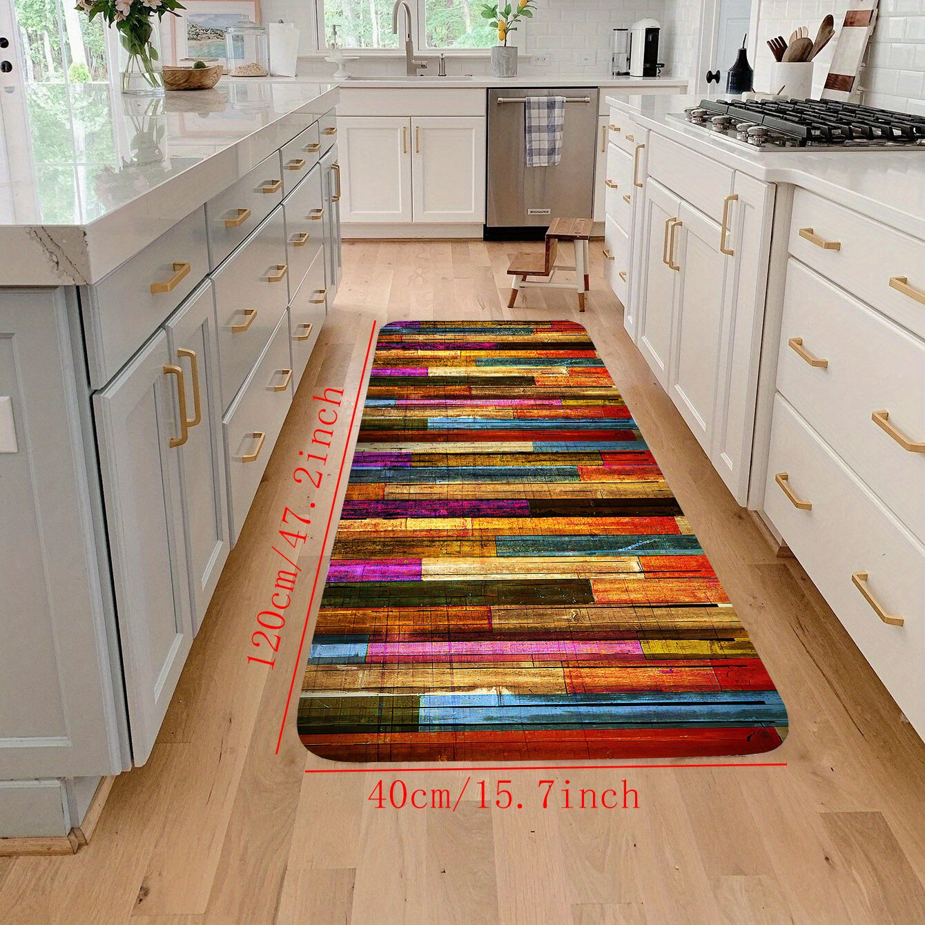 Colorful Geometric Floor Mat Non-slip Kitchen Runner Rug
