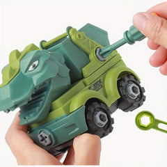 4pcs Dino Assembly Engineering Car Toy Disassembly T-Rex Triceratops Excavator