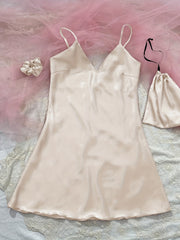 Sexy Satin Nightdress Deep V Spaghetti Strap Women's Sleepwear