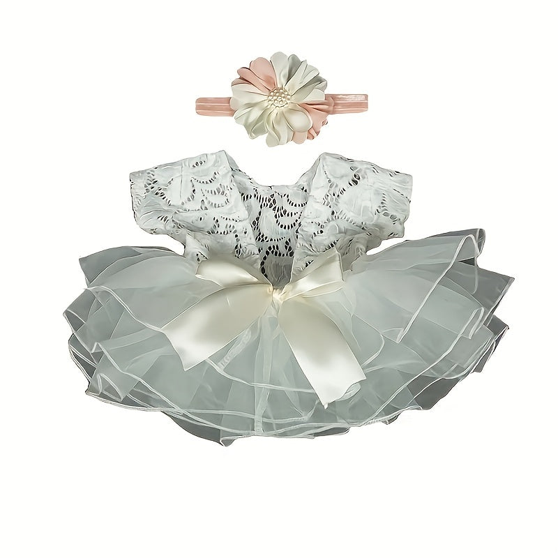 Newborn Photography Lace Romper Bodysuit & Headband Props