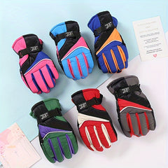 Kids Winter Skiing Gloves Waterproof Windproof Warm Outdoor Sports 6-8 Years