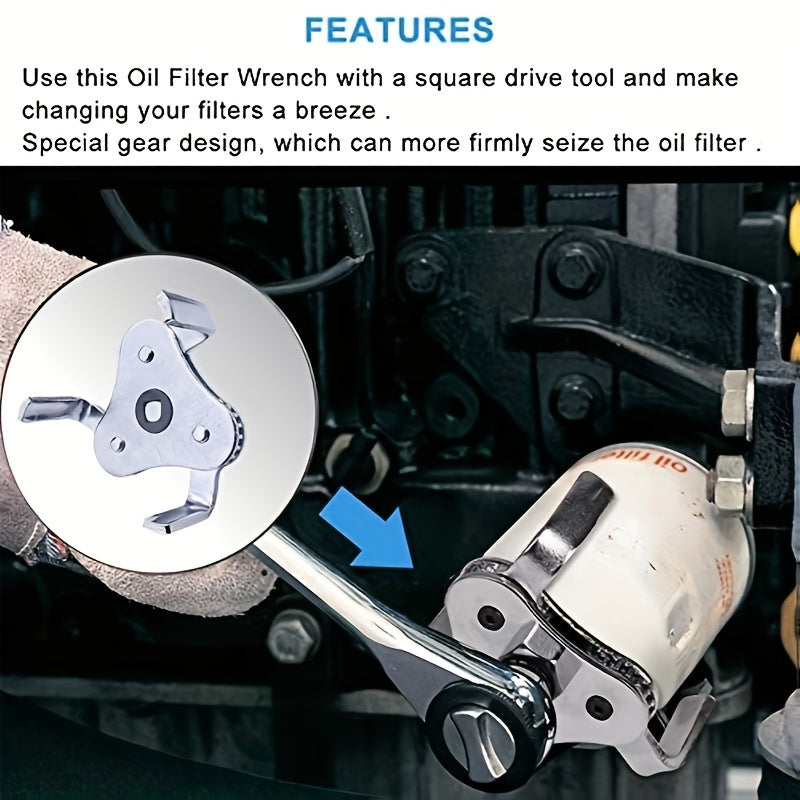 Car Filter Wrench 3-claw Grid Cartridge Removal Tool