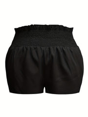 Casual Shorts Women's Plus Solid Elastic Waist Shorts