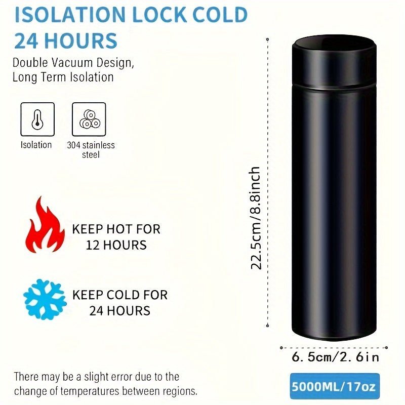 Stainless Steel Insulated Cup with Digital Display & Tea Infuser