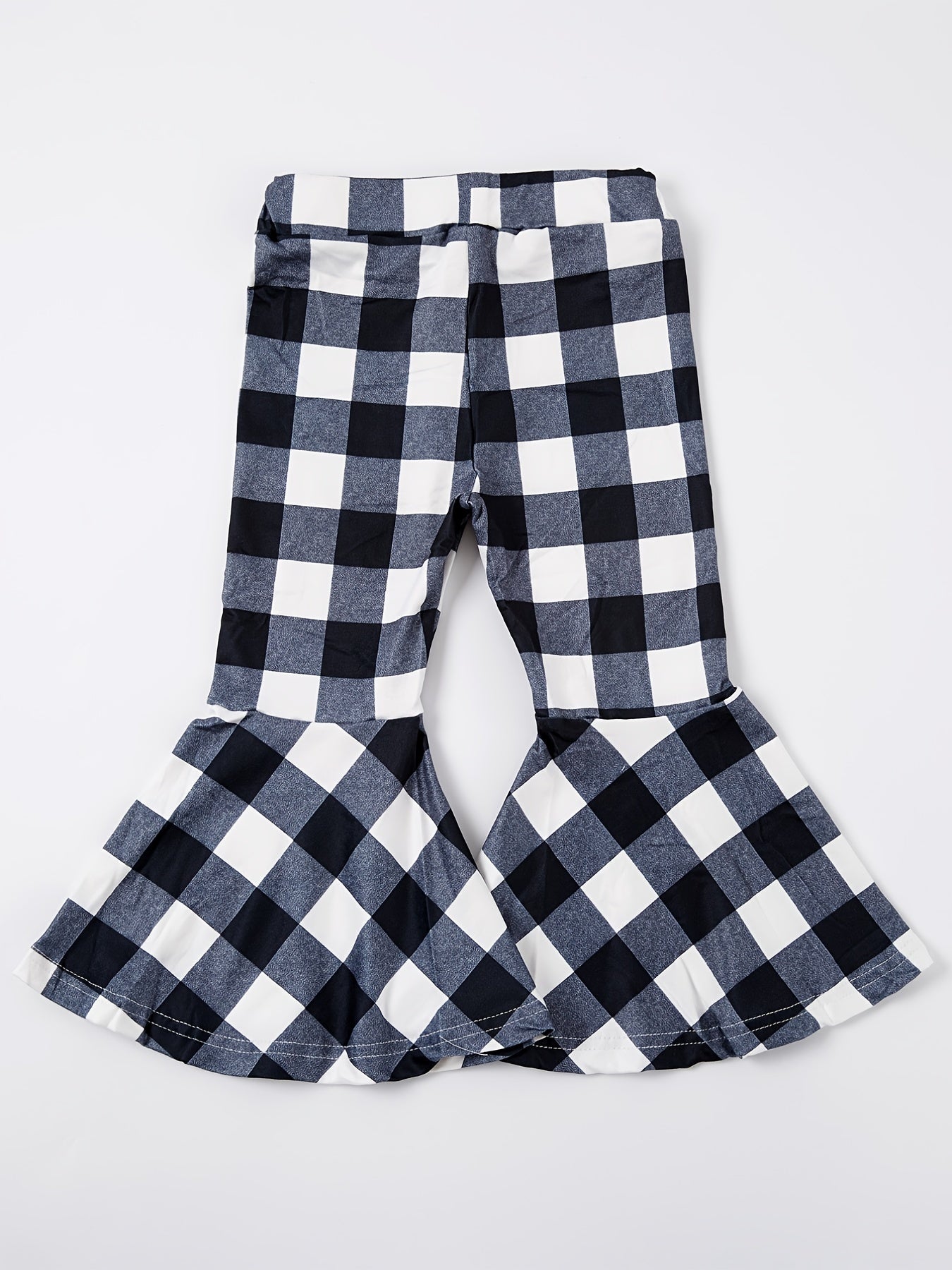 Baby Girls Leopard Plaid Print Flare Leg Pants Elastic Waist Pants