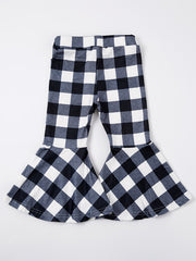Baby Girls Leopard Plaid Print Flare Leg Pants Elastic Waist Pants