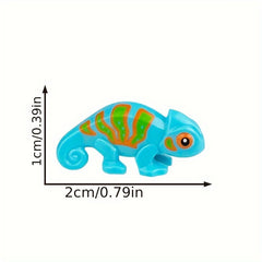 5pcs Small Particle Building Blocks Chameleon Lizard Climbing Pet Scene