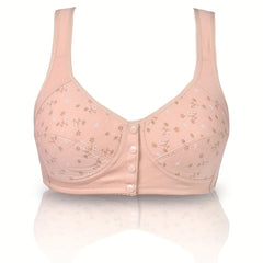 Floral Print Front Closure Wireless Comfort Bra