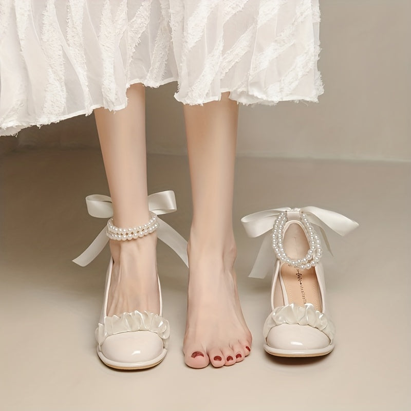 Women's Lace-Up Chunky High Heel Pumps
