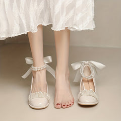 Women's Lace-Up Chunky High Heel Pumps