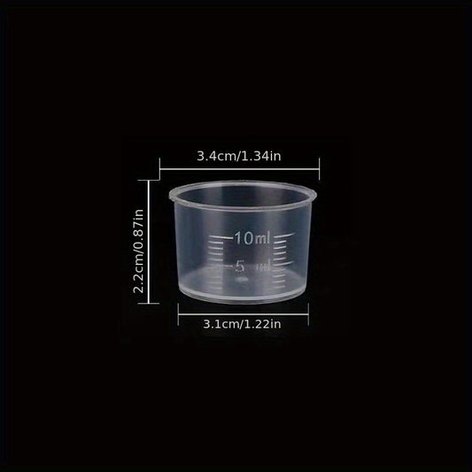 20pcs Plastic Measuring Cup Graduated Cup, Small & Transparent, 10-200ml