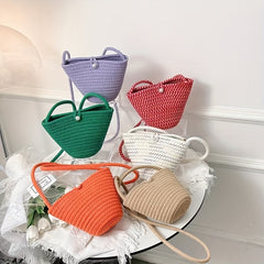 Straw Woven Crossbody Bucket Bag Shoulder Bag